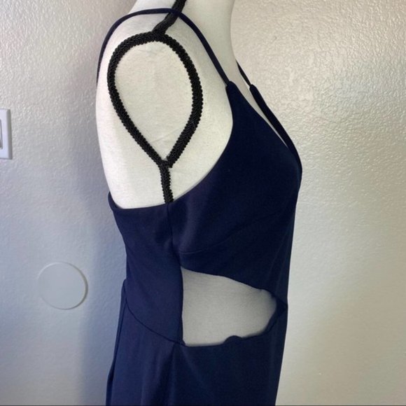 Xscape Blue Asymmetrical Hem Cocktail Mini Dress - Picture 4 of 7